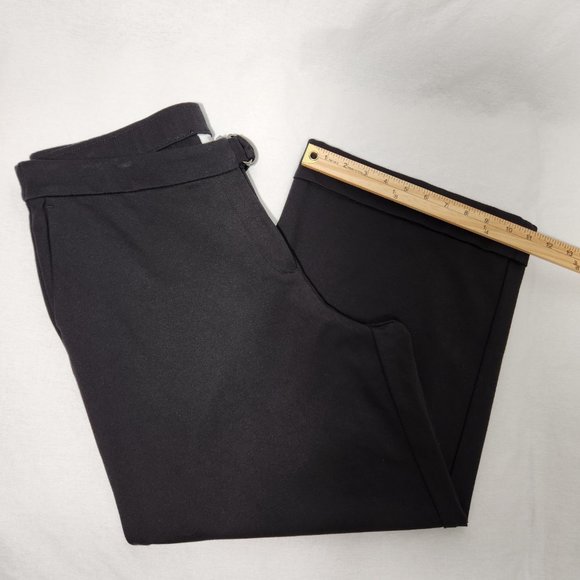 J. Jill Minimalist PONTE Belted Full Leg Cropped Black Pants Size LP LIKE NEW! - Picture 16 of 16